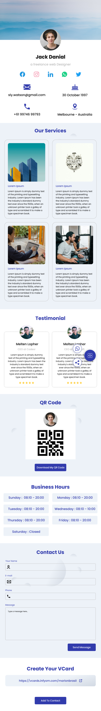 VCardNEO Template Simple Contact