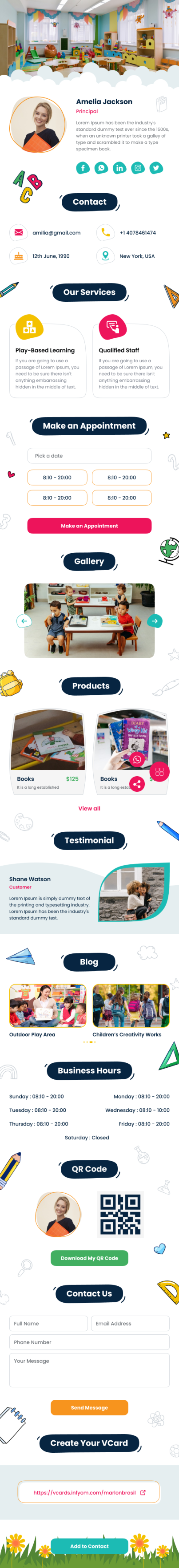 VCardNEO Template School Templates