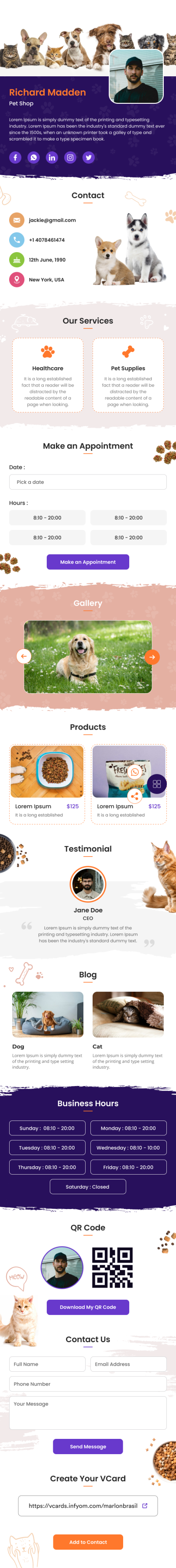 VCardNEO Template Pet Shop