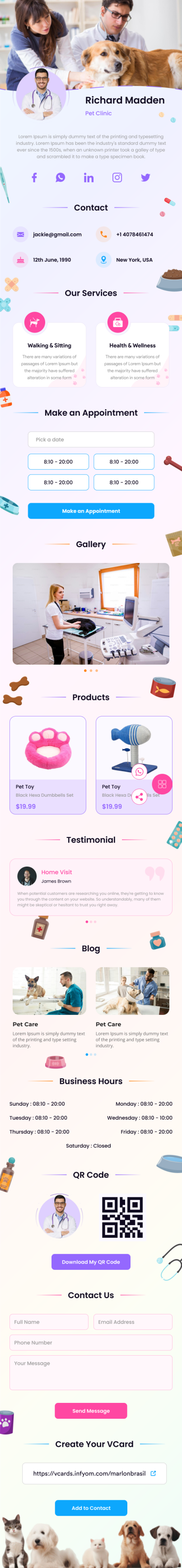 VCardNEO Template Pet Clinic