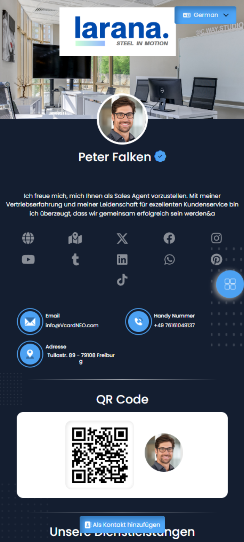 VCardNEO Kontakt Vorschau